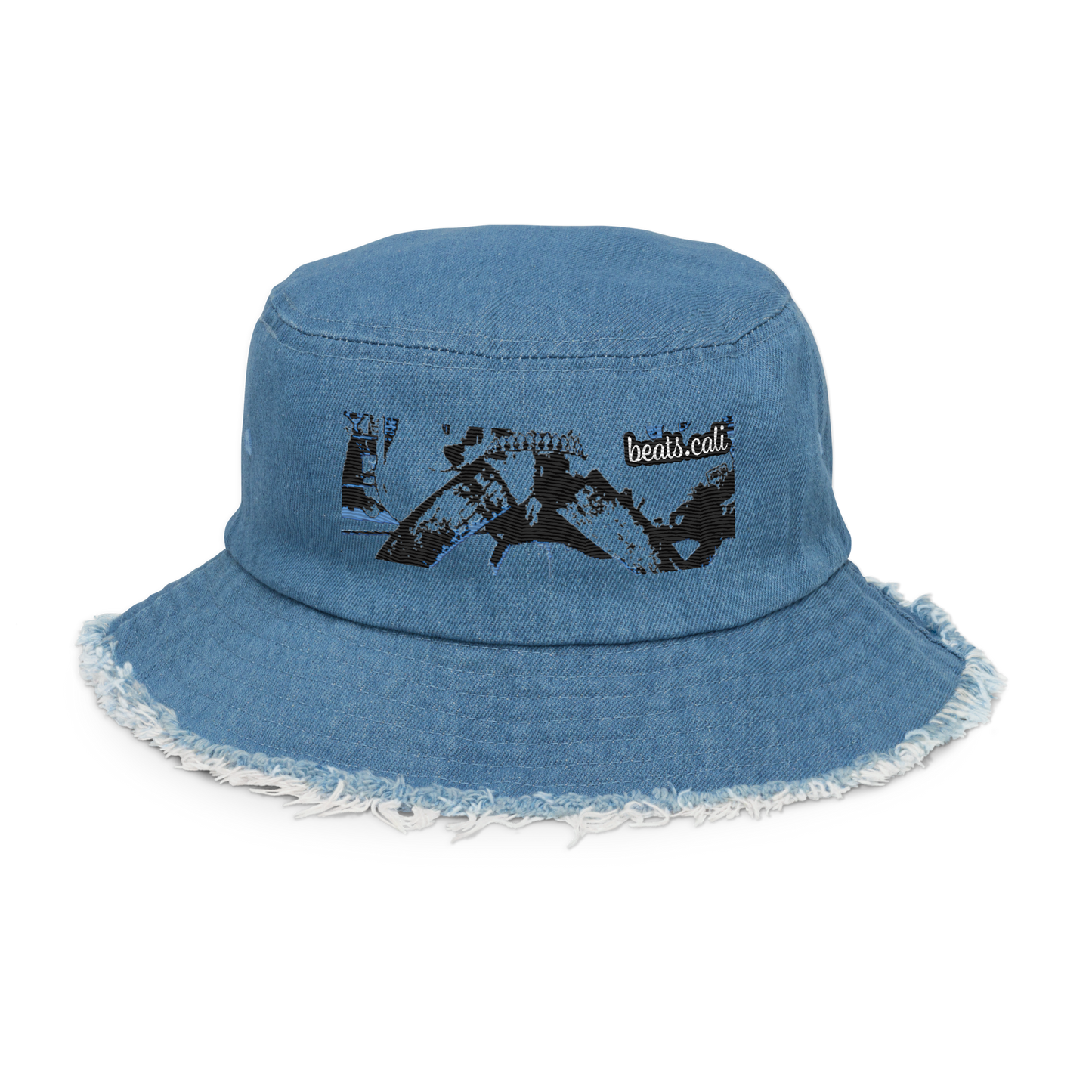 Distressed denim bucket hat