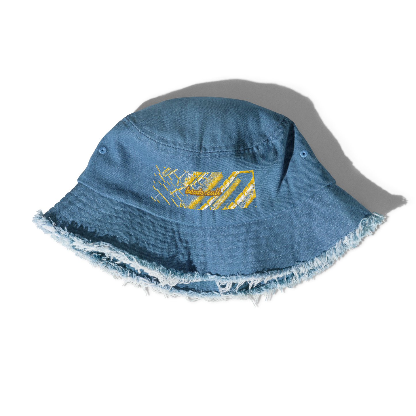 Distressed denim bucket hat