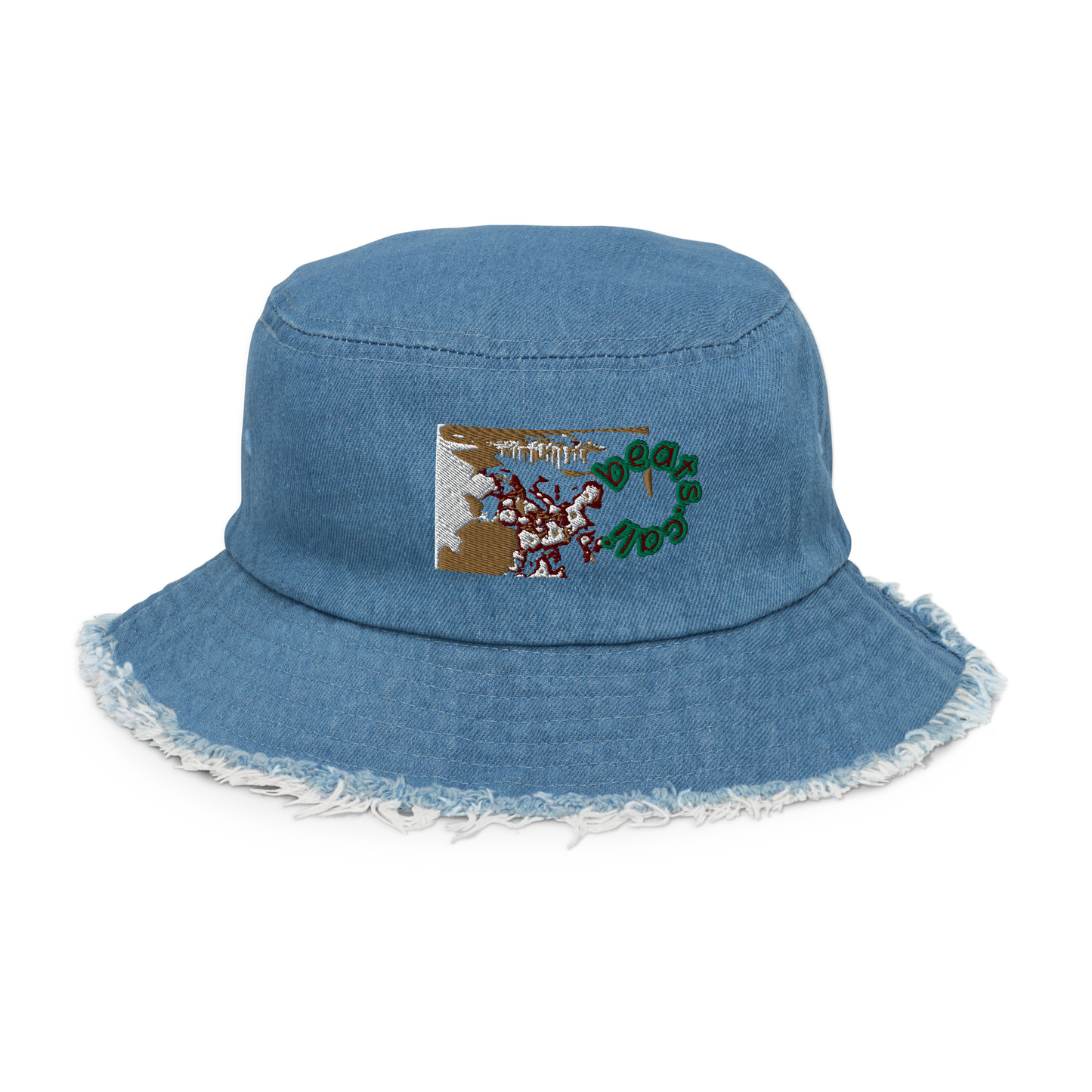 Distressed denim bucket hat