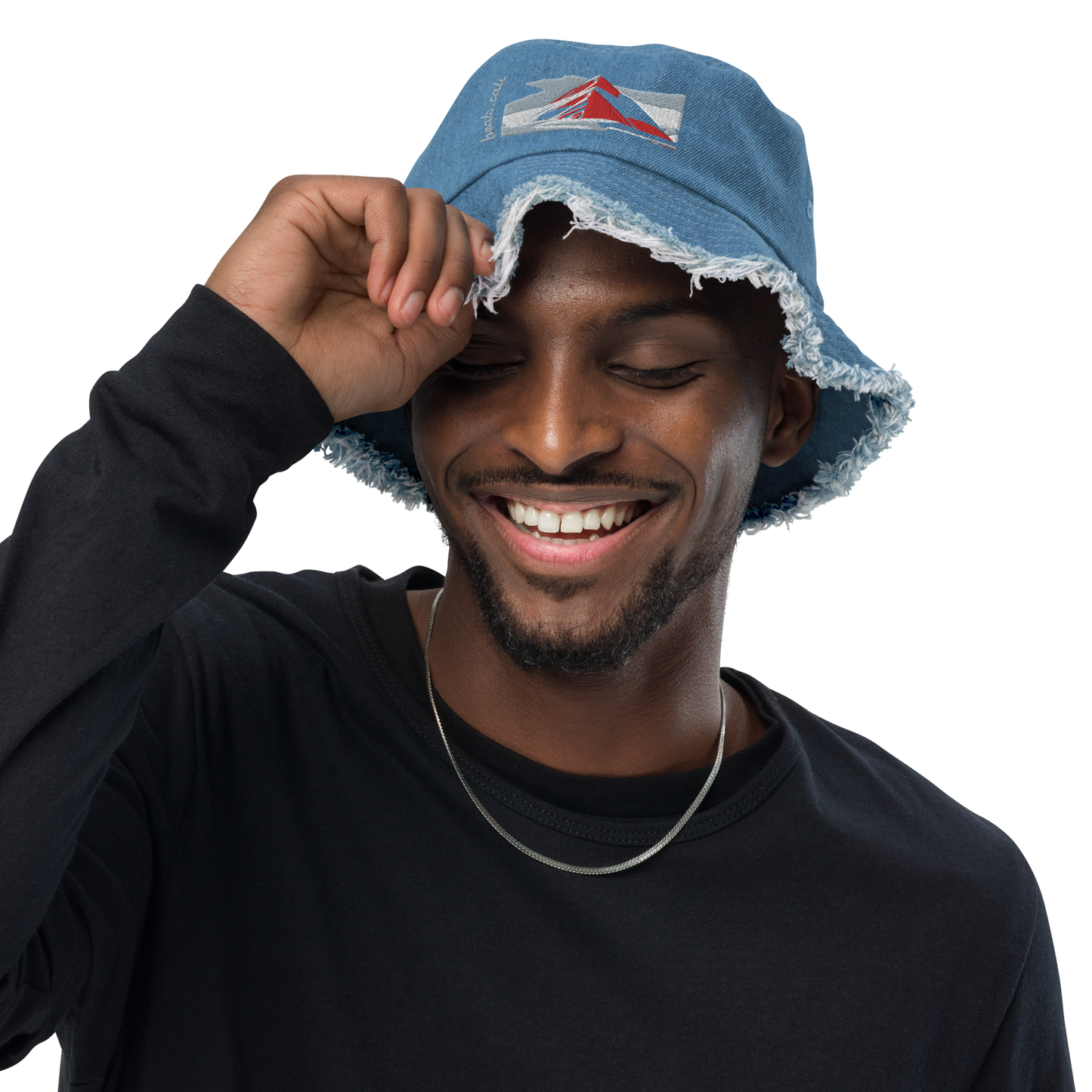 Distressed denim bucket hat