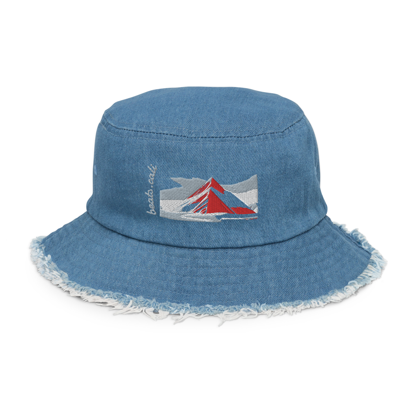 Distressed denim bucket hat