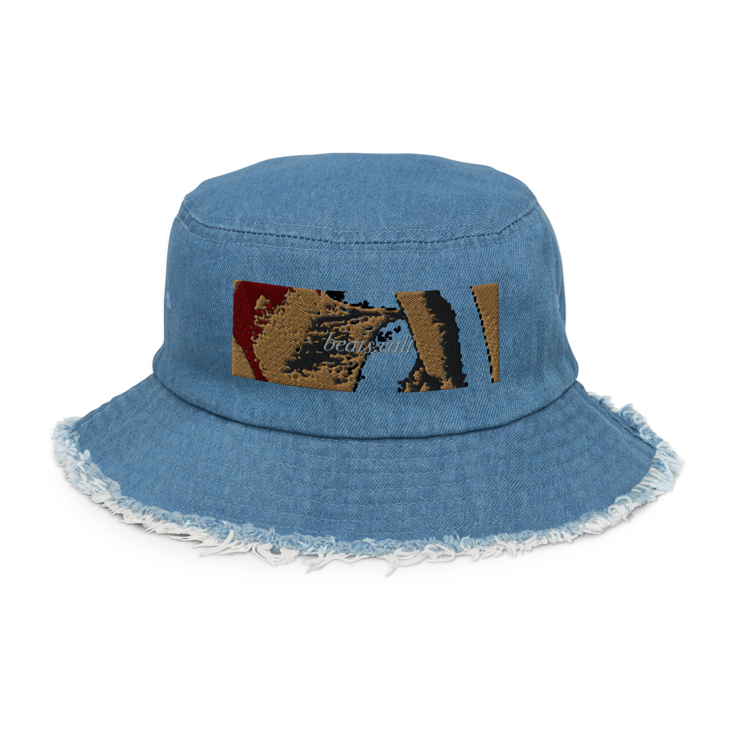 Distressed denim bucket hat