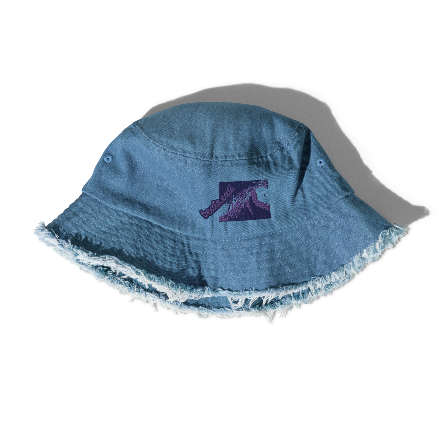 Distressed denim bucket hat