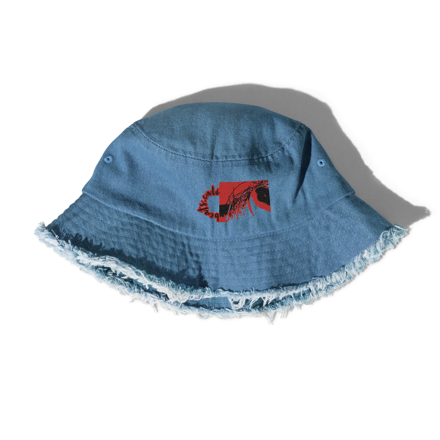 Distressed denim bucket hat