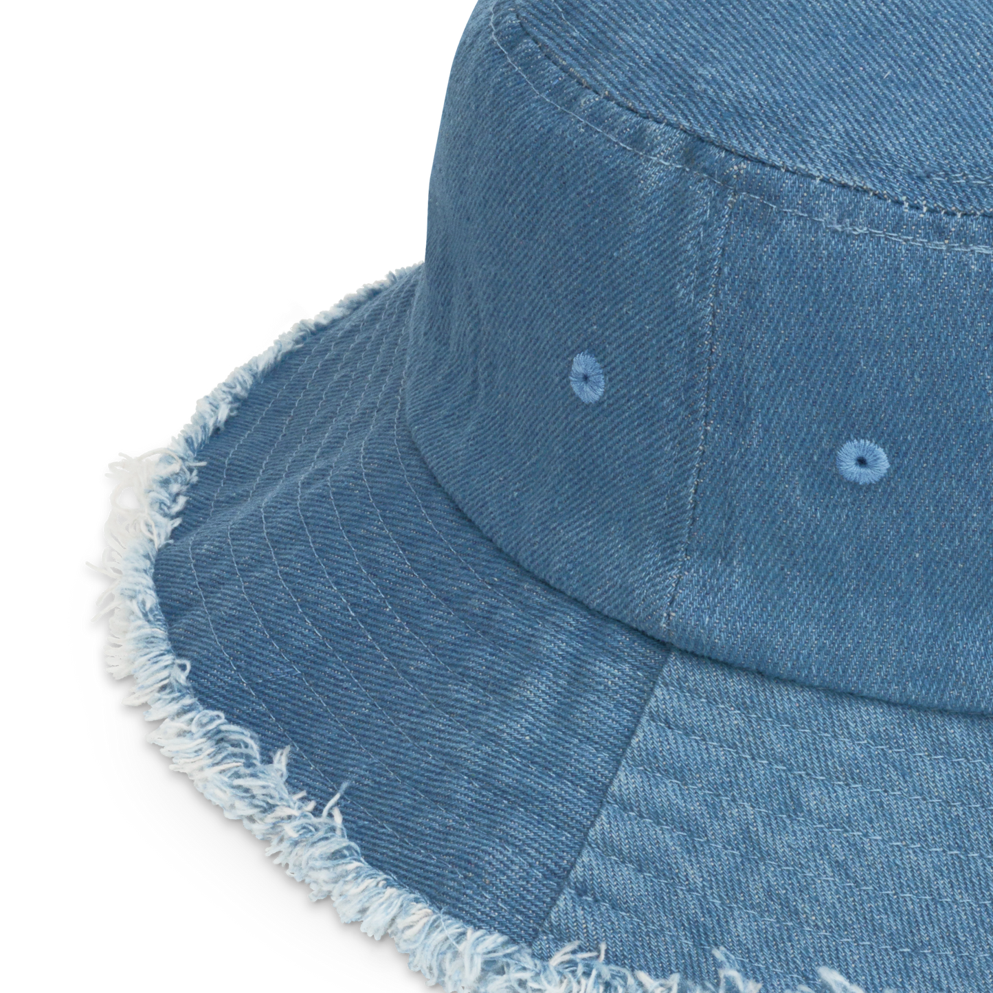 Distressed denim bucket hat