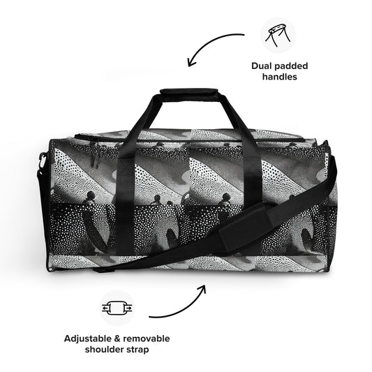 BEATS.CALI duffle bag is built to last. Its robust construction, featuring 100% polyester with black interlining, ensures it can handle the demands of your busiest days. With a generous interior space measuring 22" x 11.5" x 11.5", staying organized has never been easier. Utilize the multiple pockets, including a secure zipper pocket, to keep your essentials within reach.&nbsp; our duffle bag ensures stability with T-piping, providing peace of mind as you navigate daily.