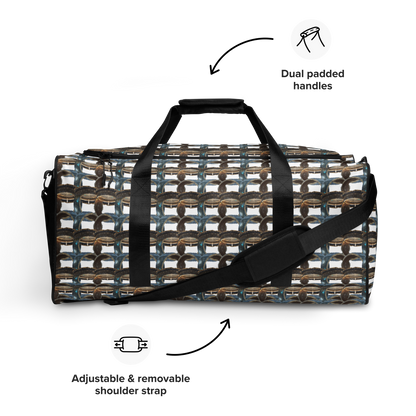 No matter where your adventures take you, our duffle bag ensures stability with T-piping, providing peace of mind as you navigate through bustling airports or busy city streets. Plus, with a mesh side pocket, accessing must-have items has never been more convenient. Elevate your travel experience with our Art-Inspired Duffle Bag—a perfect blend of durability, style, and functionality that's ready to accompany you on every journey.