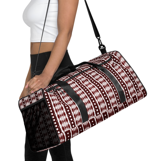 Our duffle bag is built to last. Its robust construction, featuring 100% polyester with black interlining, ensures it can handle the demands of your busiest days. With a generous interior space measuring 22" x 11.5" x 11.5", staying organized has never been easier. Utilize the multiple pockets, including a secure zipper pocket, to keep your essentials within reach.&nbsp; our duffle bag ensures stability with T-piping, providing peace of mind as you navigate daily.