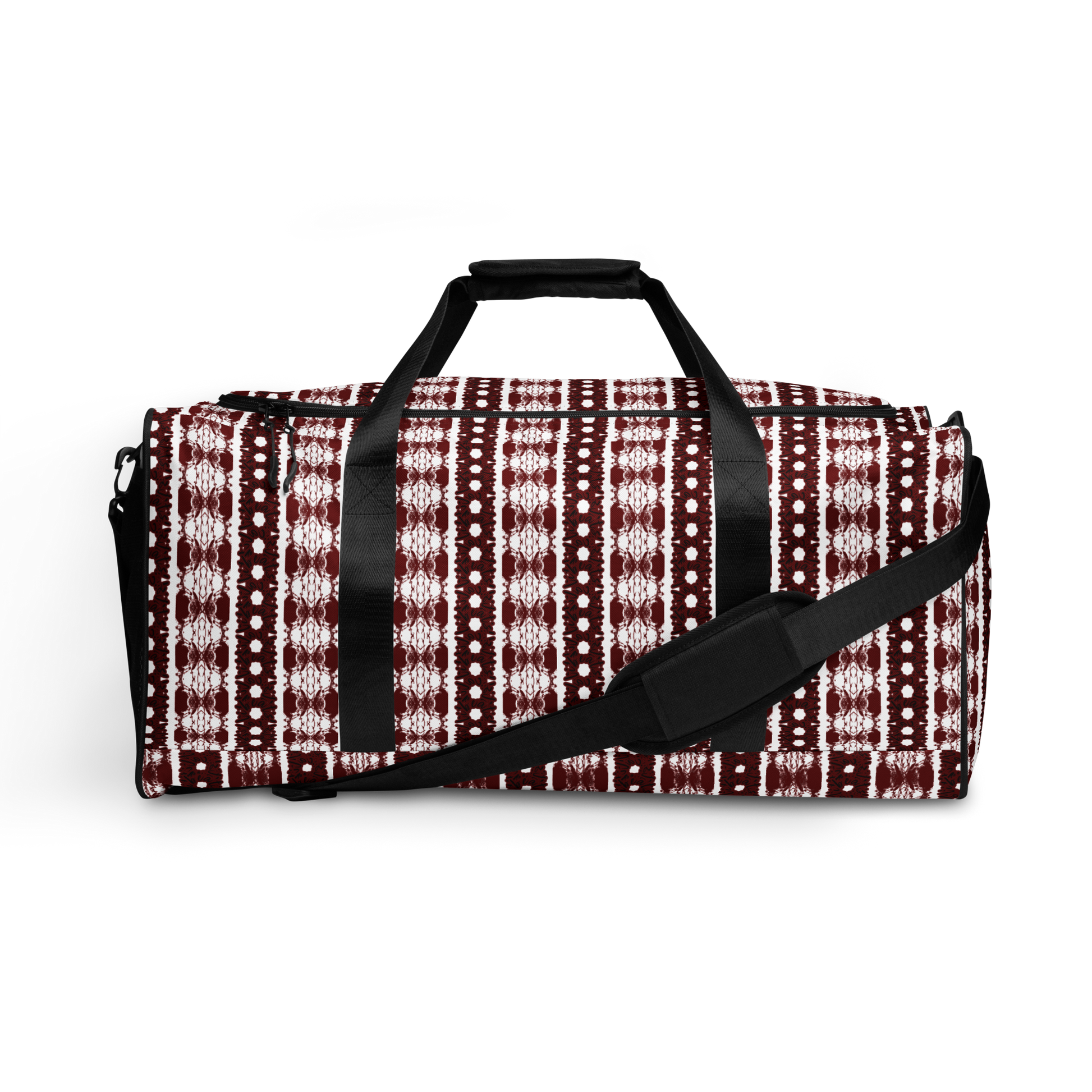 BEATS.CALI duffle bag is built to last. Its robust construction, featuring 100% polyester with black interlining, ensures it can handle the demands of your busiest days. With a generous interior space measuring 22" x 11.5" x 11.5", staying organized has never been easier. Utilize the multiple pockets, including a secure zipper pocket, to keep your essentials within reach.&nbsp; our duffle bag ensures stability with T-piping, providing peace of mind as you navigate daily.