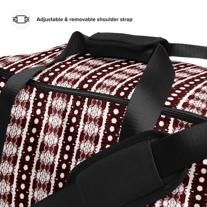 BEATS.CALI duffle bag is built to last. Its robust construction, featuring 100% polyester with black interlining, ensures it can handle the demands of your busiest days. With a generous interior space measuring 22" x 11.5" x 11.5", staying organized has never been easier. Utilize the multiple pockets, including a secure zipper pocket, to keep your essentials within reach.&nbsp; our duffle bag ensures stability with T-piping, providing peace of mind as you navigate daily.