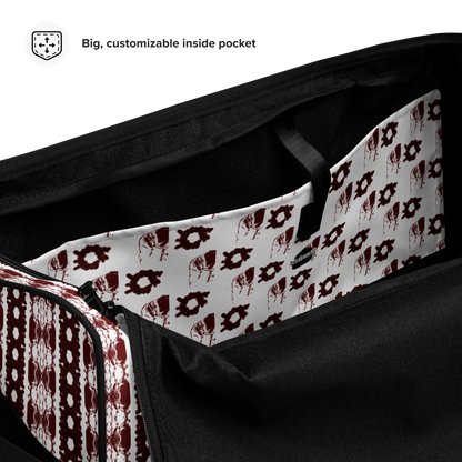 BEATS.CALI duffle bag is built to last. Its robust construction, featuring 100% polyester with black interlining, ensures it can handle the demands of your busiest days. With a generous interior space measuring 22" x 11.5" x 11.5", staying organized has never been easier. Utilize the multiple pockets, including a secure zipper pocket, to keep your essentials within reach.&nbsp; our duffle bag ensures stability with T-piping, providing peace of mind as you navigate daily.