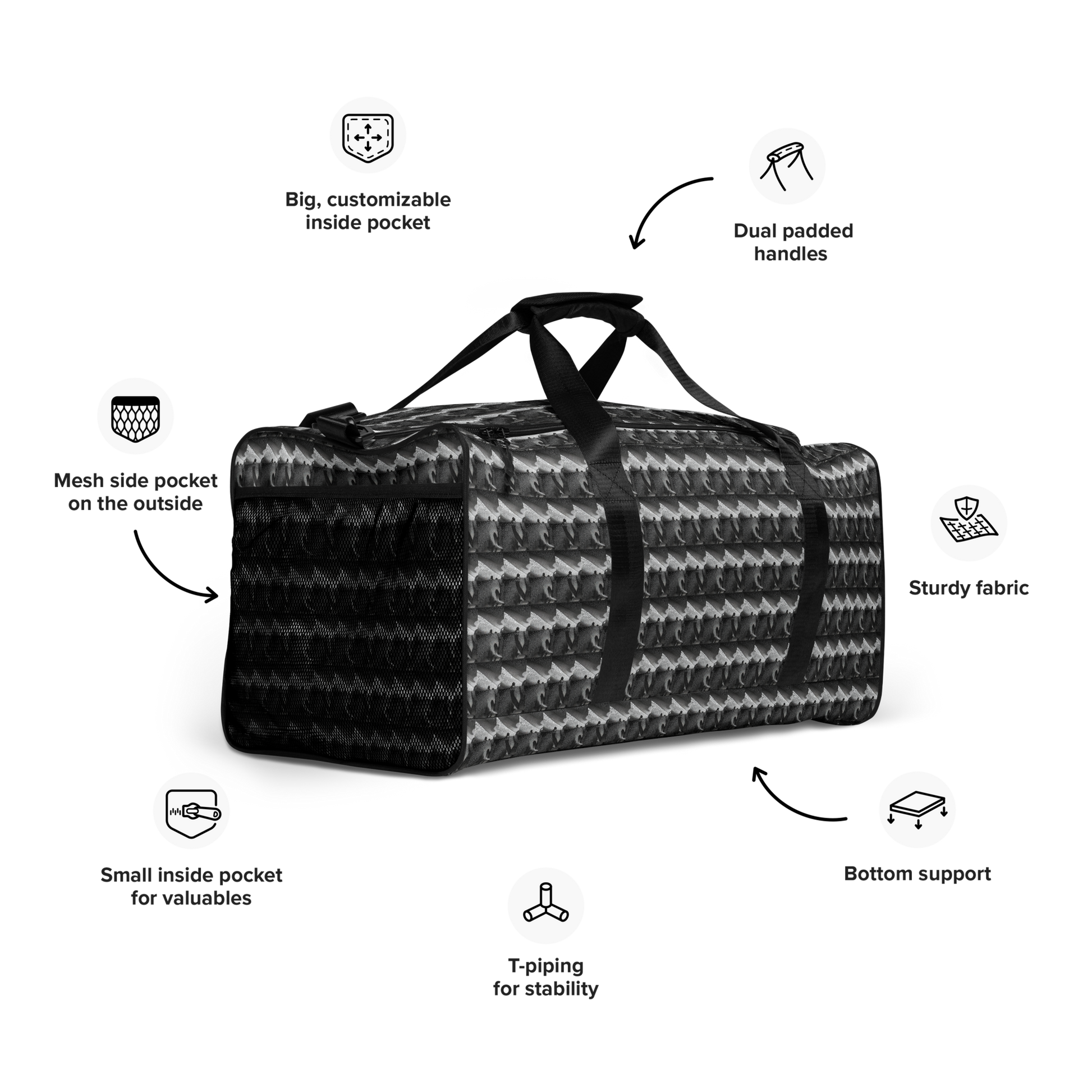 With a generous interior space measuring 22" x 11.5" x 11.5", staying organized has never been easier. Utilize the multiple pockets, including a secure zipper pocket, to keep your essentials within reach.  Experience comfort like never before with adjustable and removable padded shoulder straps, designed to support you during even the longest journeys. Dual padded handles, equipped with hook & loop fasteners, offer convenient carrying options for your convenience.