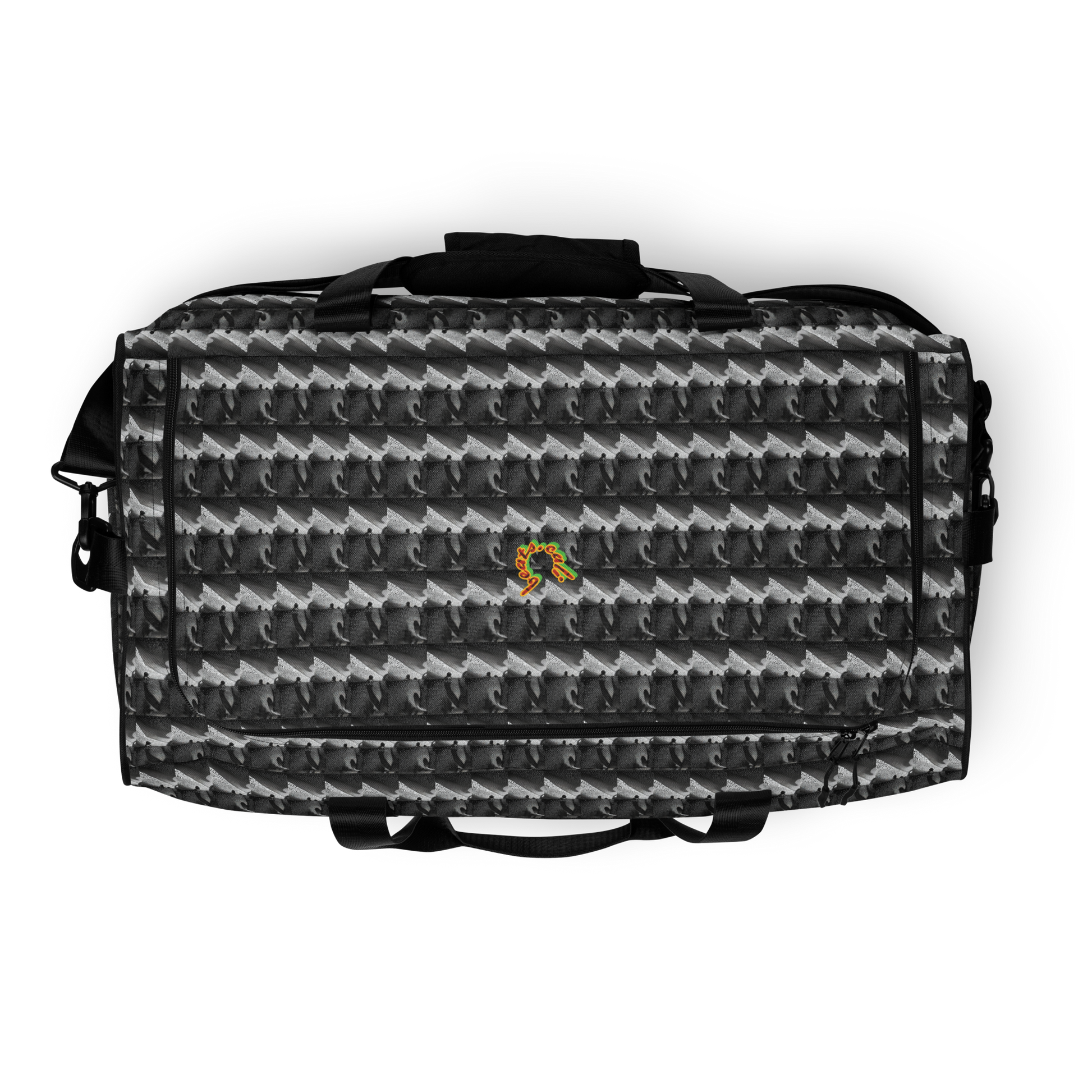 No matter where your adventures take you, beats.cali duffle bag ensures stability with T-piping, providing peace of mind as you navigate through bustling airports or busy city streets. Plus, with a mesh side pocket, accessing must-have items has never been more convenient. Elevate your travel experience with our Art-Inspired Duffle Bag—a perfect blend of durability, style, and functionality that's ready to accompany you on every journey.