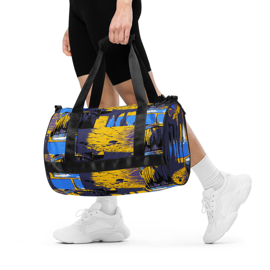 Experience the perfect blend of durability, style, and artistic flair with beats.cali Gym Bag. Crafted from premium, water-resistant materials, this bag is built to withstand the rigors of your daily workout routine. Its sleek design and vibrant art-themed patterns make a bold statement wherever you go. Featuring multiple compartments and pockets, it offers ample storage space for all your gym essentials, keeping you organized and ready to conquer your fitness goals.  