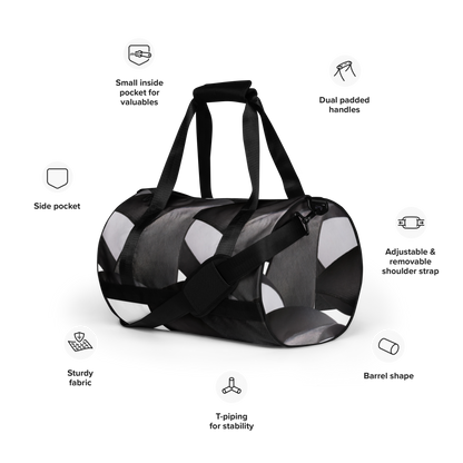 Crafted from durable 100% polyester and featuring sturdy, water-resistant fabric, this gym bag from beats.cali. combines fun with functionality. Perfect for stashing your workout essentials, it comes equipped with plenty of pockets to keep you organized. The fabric weight of 9.91 oz/yd² (336 g/m²) ensures durability.