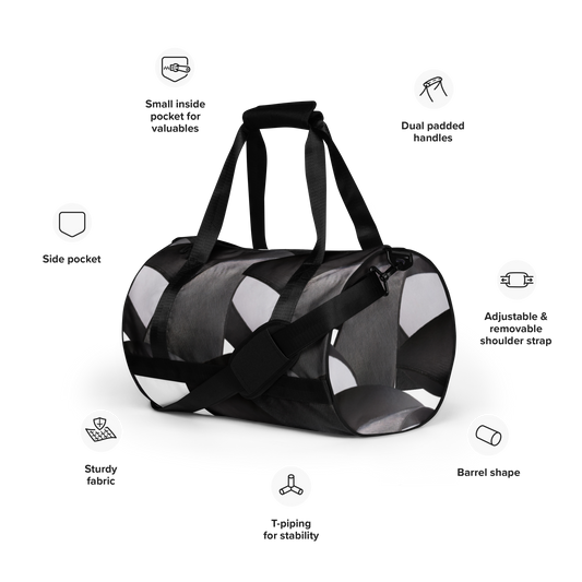 Crafted from durable 100% polyester and featuring sturdy, water-resistant fabric, this gym bag from beats.cali. combines fun with functionality. Perfect for stashing your workout essentials, it comes equipped with plenty of pockets to keep you organized. The fabric weight of 9.91 oz/yd² (336 g/m²) ensures durability.