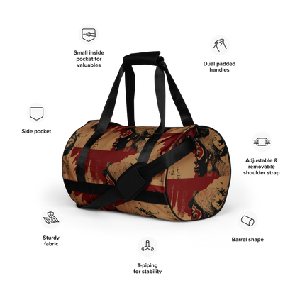 Experience the perfect blend of durability, style, and artistic flair with beats.cali Gym Bag. Crafted from premium, water-resistant materials, this bag is built to withstand the rigors of your daily workout routine. Its sleek design and vibrant art-themed patterns make a bold statement wherever you go. Featuring multiple compartments and pockets, it offers ample storage space for all your gym essentials, keeping you organized and ready to conquer your fitness goals.  