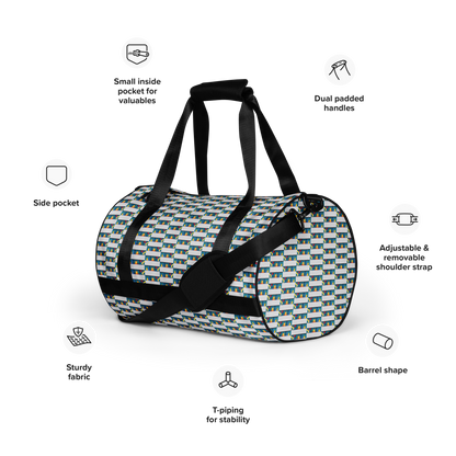 Crafted from durable 100% polyester and featuring sturdy, water-resistant fabric, this gym bag from beats.cali. combines fun with functionality. Perfect for stashing your workout essentials, it comes equipped with plenty of pockets to keep you organized. The fabric weight of 9.91 oz/yd² (336 g/m²) ensures durability.