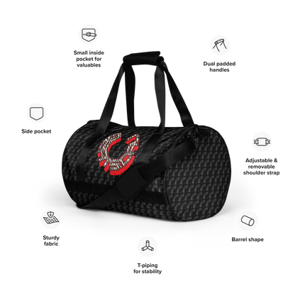 Crafted from durable 100% polyester and featuring sturdy, water-resistant fabric, this gym bag from beats.cali. combines fun with functionality. Perfect for stashing your workout essentials, it comes equipped with plenty of pockets to keep you organized. The fabric weight of 9.91 oz/yd² (336 g/m²) ensures durability.