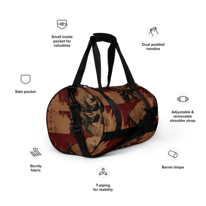 Experience the perfect blend of durability, style, and artistic flair with beats.cali Gym Bag. Crafted from premium, water-resistant materials, this bag is built to withstand the rigors of your daily workout routine. Its sleek design and vibrant art-themed patterns make a bold statement wherever you go. Featuring multiple compartments and pockets, it offers ample storage space for all your gym essentials, keeping you organized and ready to conquer your fitness goals.  