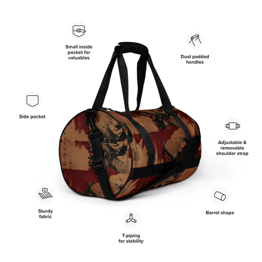 Experience the perfect blend of durability, style, and artistic flair with beats.cali Gym Bag. Crafted from premium, water-resistant materials, this bag is built to withstand the rigors of your daily workout routine. Its sleek design and vibrant art-themed patterns make a bold statement wherever you go. Featuring multiple compartments and pockets, it offers ample storage space for all your gym essentials, keeping you organized and ready to conquer your fitness goals.  
