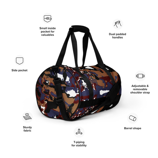 Featuring multiple compartments and pockets, it offers ample storage space for all your gym essentials, keeping you organized and ready to conquer your fitness goals. Whether you're hitting the gym or heading out for a weekend adventure, our Gym Bag is your ultimate companion. Upgrade your gear and make a statement with this Gym Bag today!