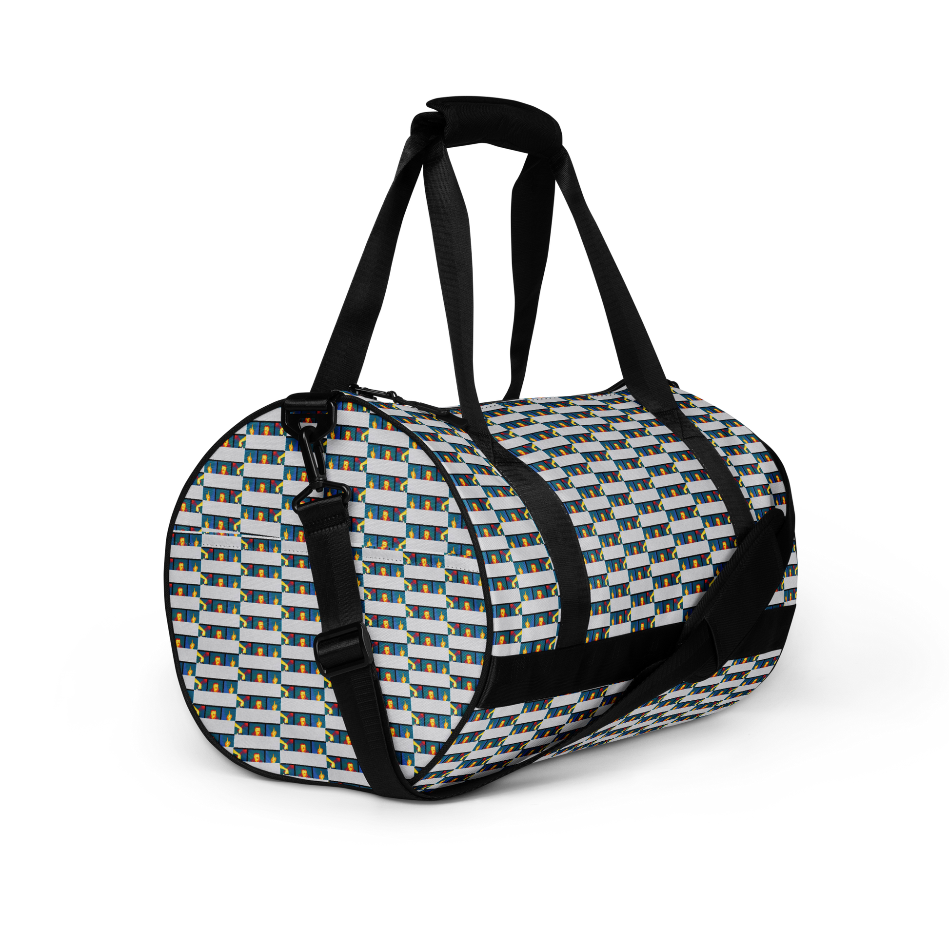 Crafted from durable 100% polyester and featuring sturdy, water-resistant fabric, this gym bag from beats.cali. combines fun with functionality. Perfect for stashing your workout essentials, it comes equipped with plenty of pockets to keep you organized. The fabric weight of 9.91 oz/yd² (336 g/m²) ensures durability.