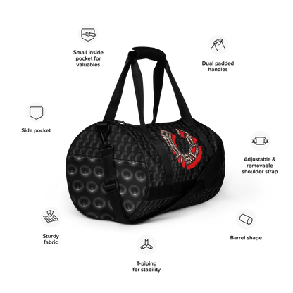 Crafted from durable 100% polyester and featuring sturdy, water-resistant fabric, this gym bag from beats.cali. combines fun with functionality. Perfect for stashing your workout essentials, it comes equipped with plenty of pockets to keep you organized. The fabric weight of 9.91 oz/yd² (336 g/m²) ensures durability.