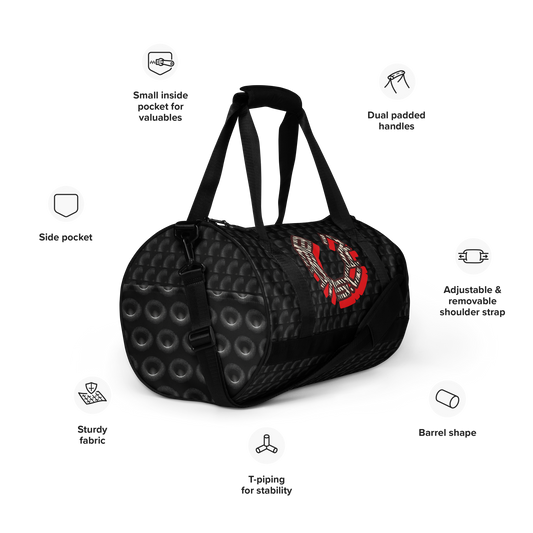 Crafted from durable 100% polyester and featuring sturdy, water-resistant fabric, this gym bag from beats.cali. combines fun with functionality. Perfect for stashing your workout essentials, it comes equipped with plenty of pockets to keep you organized. The fabric weight of 9.91 oz/yd² (336 g/m²) ensures durability.