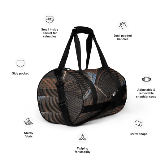 Crafted from durable 100% polyester and featuring sturdy, water-resistant fabric, this gym bag from beats.cali. combines fun with functionality. Perfect for stashing your workout essentials, it comes equipped with plenty of pockets to keep you organized. The fabric weight of 9.91 oz/yd² (336 g/m²) ensures durability.