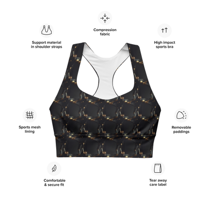  Crafted with precision from compression fabric and sports mesh lining, this sports bra delivers unmatched support for high-impact activities. With its double-layered front and reinforced shoulder straps, it offers stability and comfort, empowering you to tackle any workout challenge with confidence. But what truly sets it apart is beats.cali's distinctive artistic flair, transforming this bra into a fashion statement that transcends the gym.