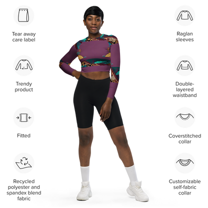 Recycled long-sleeve crop top