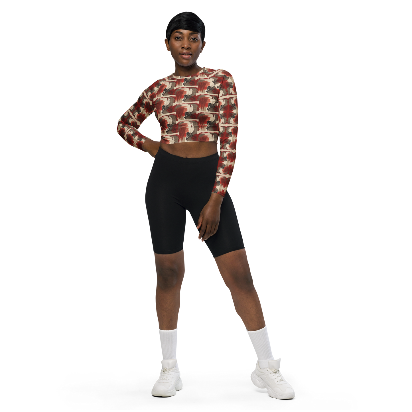 Recycled long-sleeve crop top