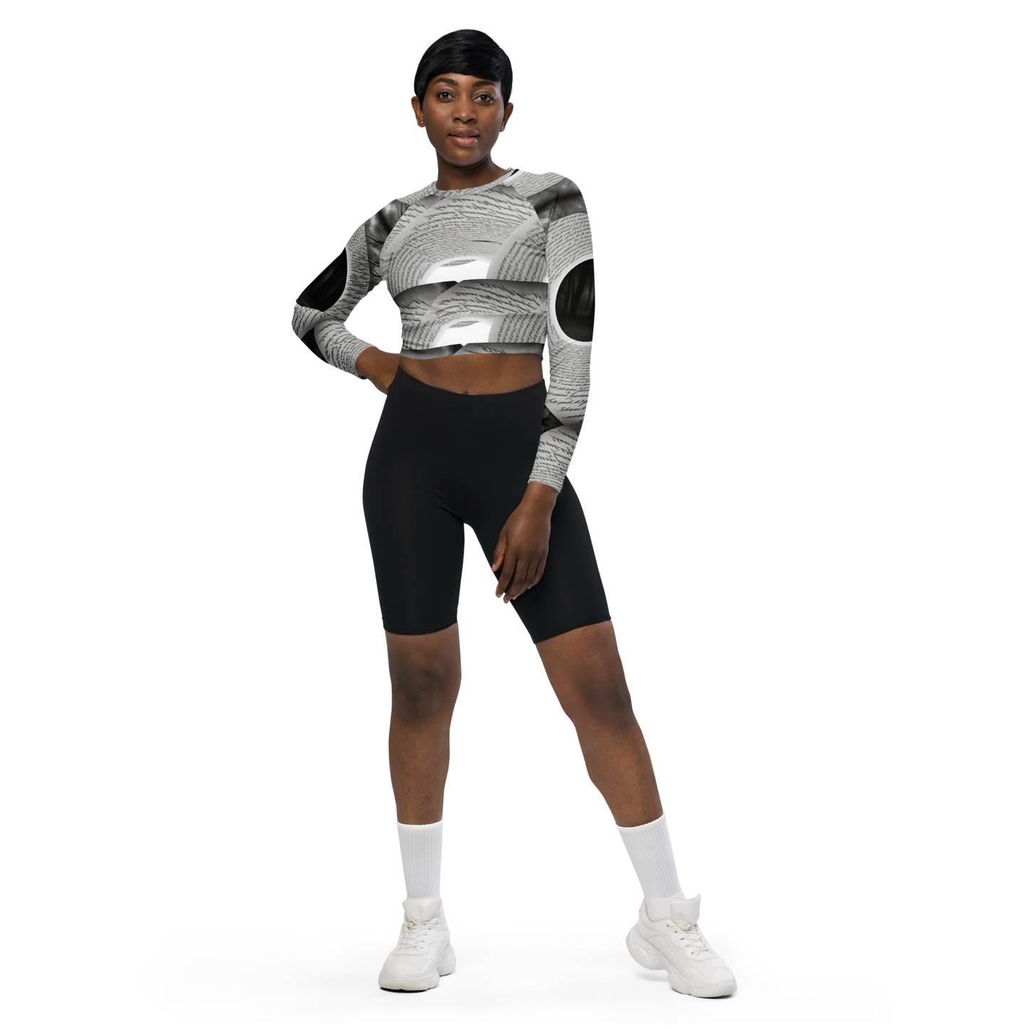 Recycled long-sleeve crop top
