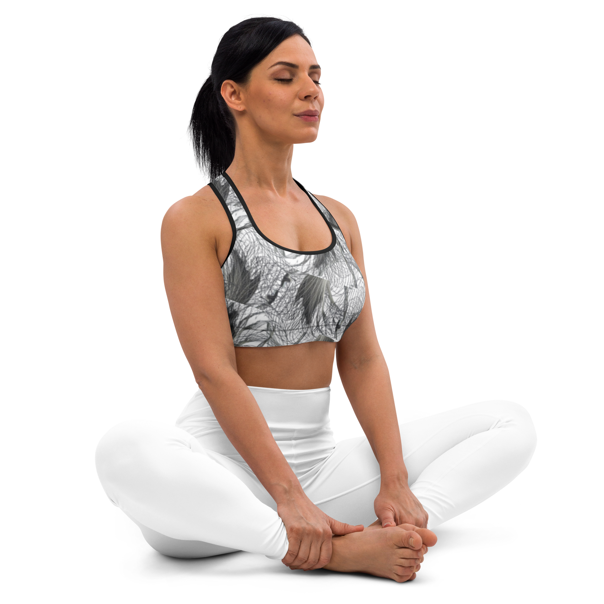  Crafted with precision from compression fabric and sports mesh lining, this sports bra delivers unmatched support for high-impact activities. With its double-layered front and reinforced shoulder straps, it offers stability and comfort, empowering you to tackle any workout challenge with confidence. But what truly sets it apart is beats.cali's distinctive artistic flair, transforming this bra into a fashion statement that transcends the gym.