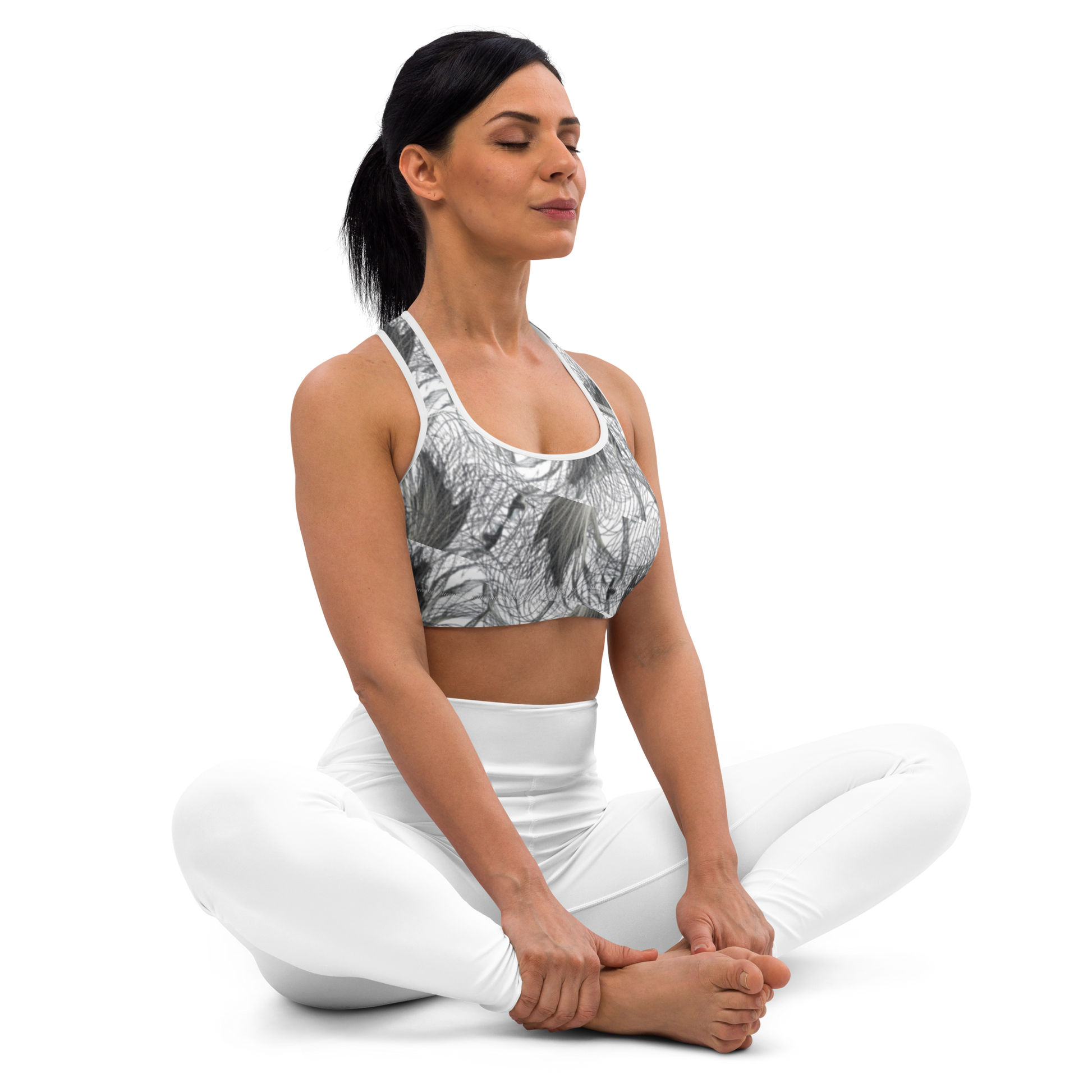  Crafted with precision from compression fabric and sports mesh lining, this sports bra delivers unmatched support for high-impact activities. With its double-layered front and reinforced shoulder straps, it offers stability and comfort, empowering you to tackle any workout challenge with confidence. But what truly sets it apart is beats.cali's distinctive artistic flair, transforming this bra into a fashion statement that transcends the gym.