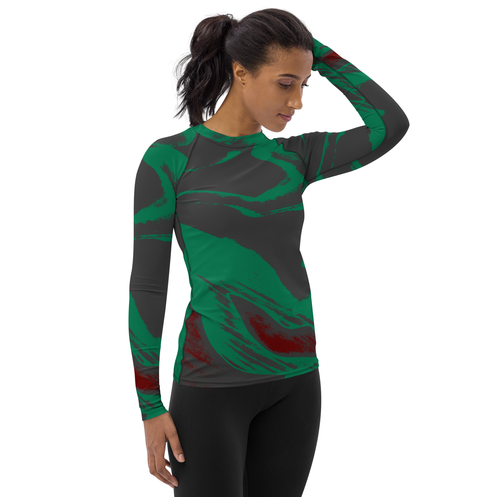 Experience the perfect fusion of artistry, functionality, and durability with our beats.cali-inspired rash guard. Meticulous construction, with reinforced seams and cover stitching, guarantees lasting quality to meet the challenges of your active life. The tailored design, with smooth ergonomic seams and an extended torso, provides comfort and coverage, focusing your mind on the sport. Featuring beats.cali's unique art-inspired design, this rash guard adds a personal touch to your athletic wardrobe. 