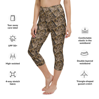 Art meets activewear!  These yoga leggings are super soft, stretchy, and ultra-comfortable. Each pair crafted for both yoga sessions and everyday style, is precision-cut and hand-sewn after printing, offering a four-way stretch for optimal flexibility whilst the raised waistband ensures a secure fit and the smooth microfiber yarn of the blend of premium polyester and spandex adds to its comfort. All in all; just quality craftsmanship!