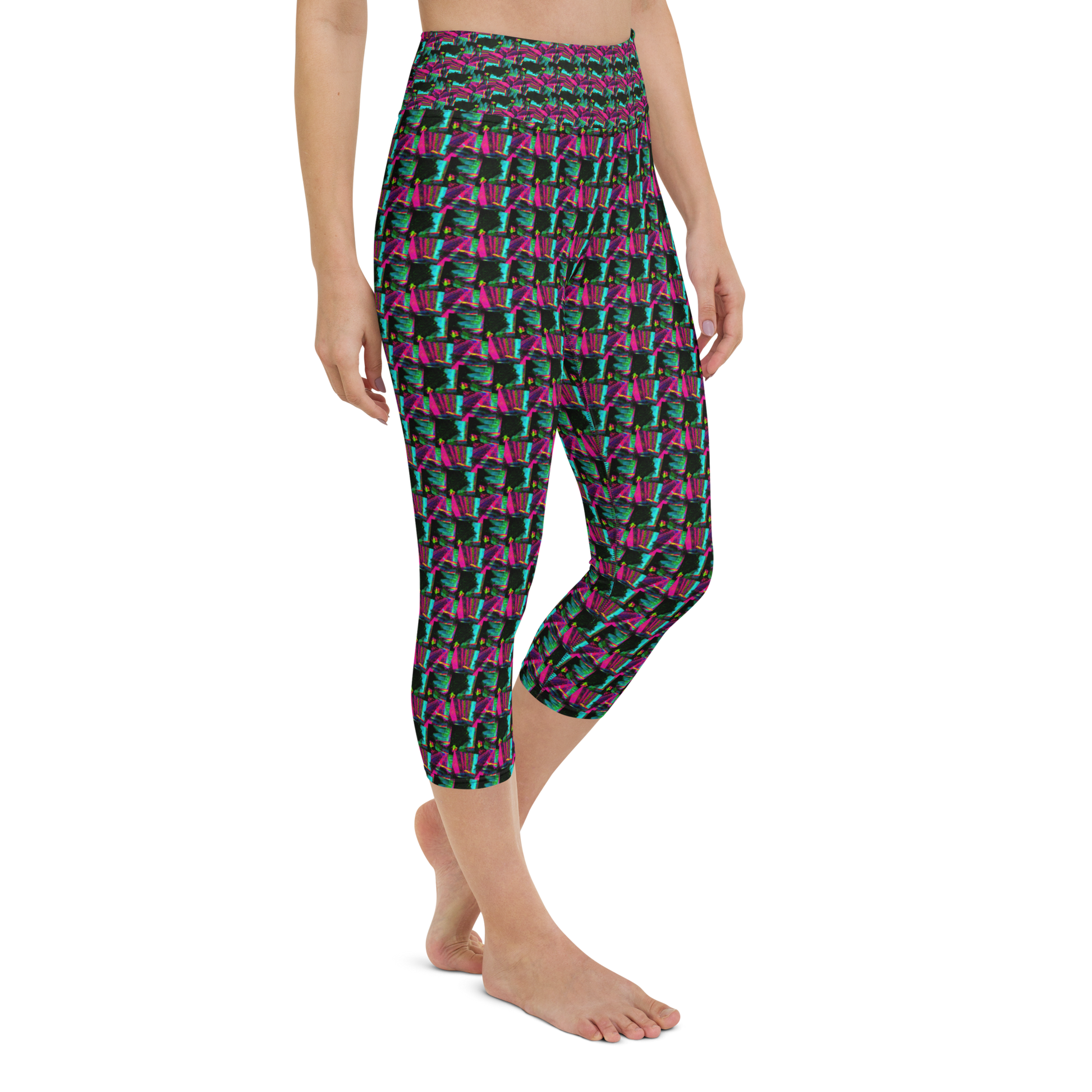 Art meets activewear!  These yoga leggings are super soft, stretchy, and ultra-comfortable. Each pair crafted for both yoga sessions and everyday style, is precision-cut and hand-sewn after printing, offering a four-way stretch for optimal flexibility whilst the raised waistband ensures a secure fit and the smooth microfiber yarn of the blend of premium polyester and spandex adds to its comfort. All in all; just quality craftsmanship!