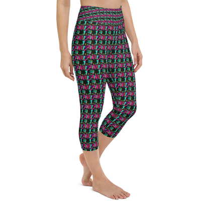 Art meets activewear!  These yoga leggings are super soft, stretchy, and ultra-comfortable. Each pair crafted for both yoga sessions and everyday style, is precision-cut and hand-sewn after printing, offering a four-way stretch for optimal flexibility whilst the raised waistband ensures a secure fit and the smooth microfiber yarn of the blend of premium polyester and spandex adds to its comfort. All in all; just quality craftsmanship!