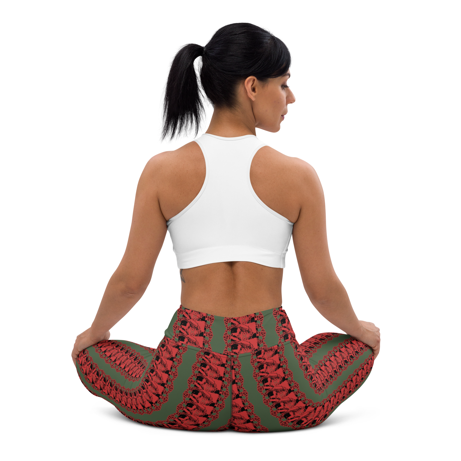 Art meets activewear!  These yoga leggings are super soft, stretchy, and ultra-comfortable. Each pair crafted for both yoga sessions and everyday style, is precision-cut and hand-sewn after printing, offering a four-way stretch for optimal flexibility whilst the raised waistband ensures a secure fit and the smooth microfiber yarn of the blend of premium polyester and spandex adds to the comfort.  