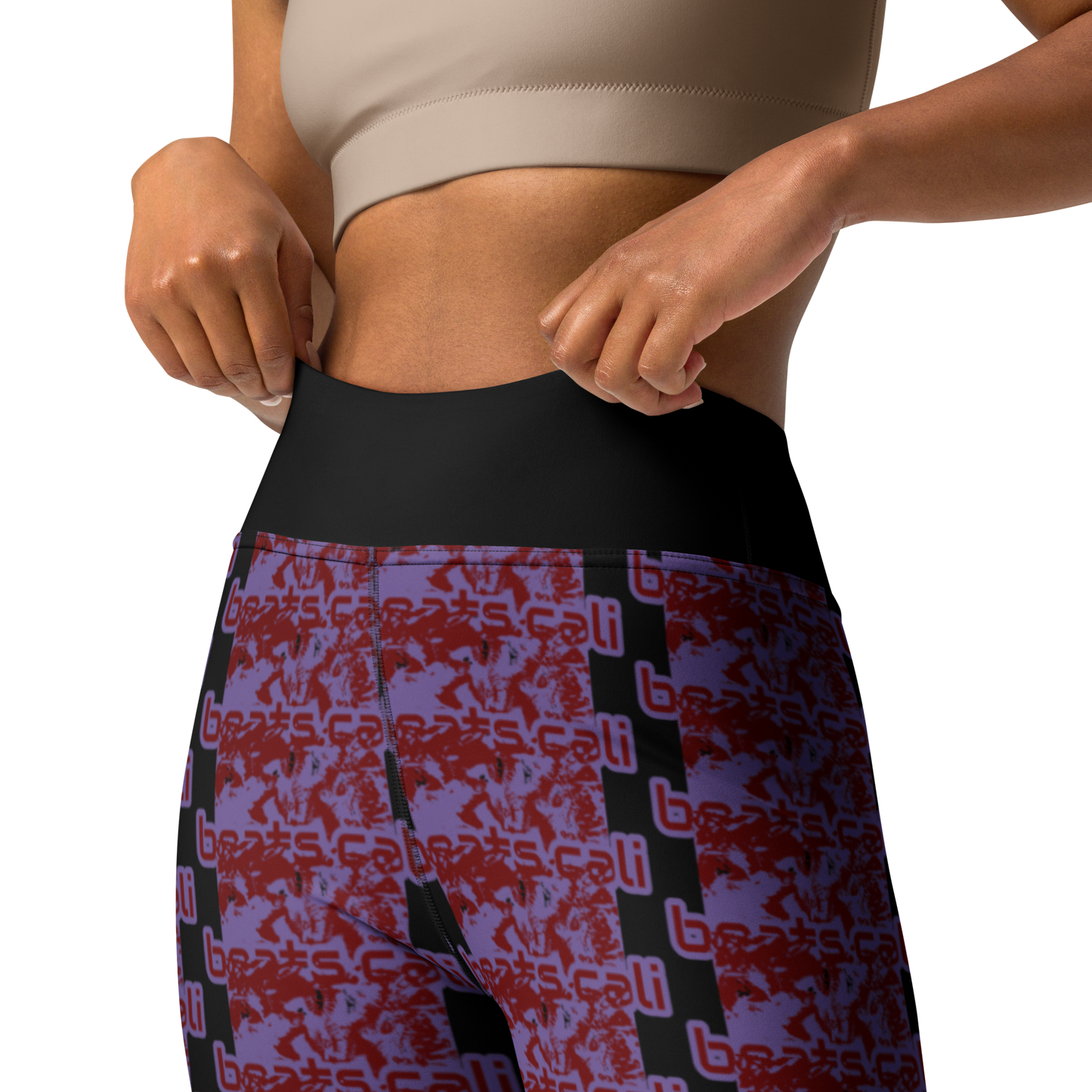 Art meets activewear!  These yoga leggings are super soft, stretchy, and ultra-comfortable. Each pair crafted for both yoga sessions and everyday style, is precision-cut and hand-sewn after printing, offering a four-way stretch for optimal flexibility whilst the raised waistband ensures a secure fit and the smooth microfiber yarn of the blend of premium polyester and spandex adds to its comfort. All in all; just quality craftsmanship! 