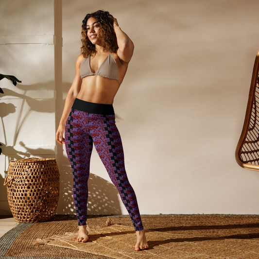 Art meets activewear!  These yoga leggings are super soft, stretchy, and ultra-comfortable. Each pair crafted for both yoga sessions and everyday style, is precision-cut and hand-sewn after printing, offering a four-way stretch for optimal flexibility whilst the raised waistband ensures a secure fit and the smooth microfiber yarn of the blend of premium polyester and spandex adds to its comfort. All in all; just quality craftsmanship! 