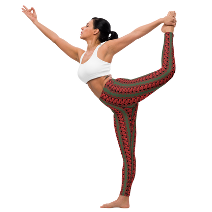 Art meets activewear!  These yoga leggings are super soft, stretchy, and ultra-comfortable. Each pair crafted for both yoga sessions and everyday style, is precision-cut and hand-sewn after printing, offering a four-way stretch for optimal flexibility whilst the raised waistband ensures a secure fit and the smooth microfiber yarn of the blend of premium polyester and spandex adds to the comfort.  