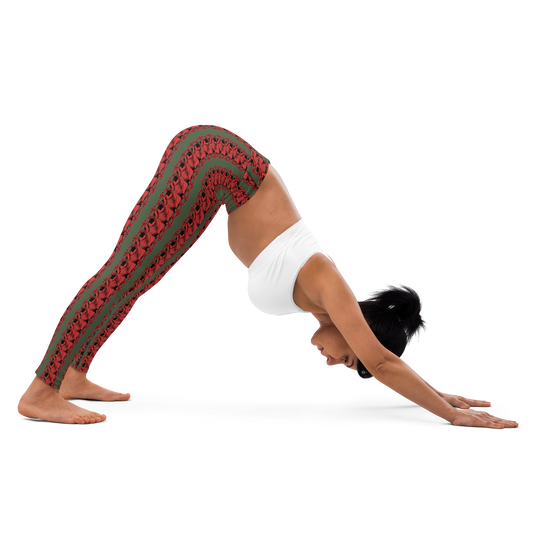 Art meets activewear!  These yoga leggings are super soft, stretchy, and ultra-comfortable. Each pair crafted for both yoga sessions and everyday style, is precision-cut and hand-sewn after printing, offering a four-way stretch for optimal flexibility whilst the raised waistband ensures a secure fit and the smooth microfiber yarn of the blend of premium polyester and spandex adds to the comfort.  