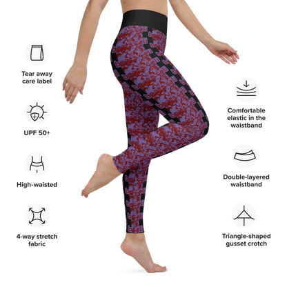 Art meets activewear!  These yoga leggings are super soft, stretchy, and ultra-comfortable. Each pair crafted for both yoga sessions and everyday style, is precision-cut and hand-sewn after printing, offering a four-way stretch for optimal flexibility whilst the raised waistband ensures a secure fit and the smooth microfiber yarn of the blend of premium polyester and spandex adds to its comfort. All in all; just quality craftsmanship! 