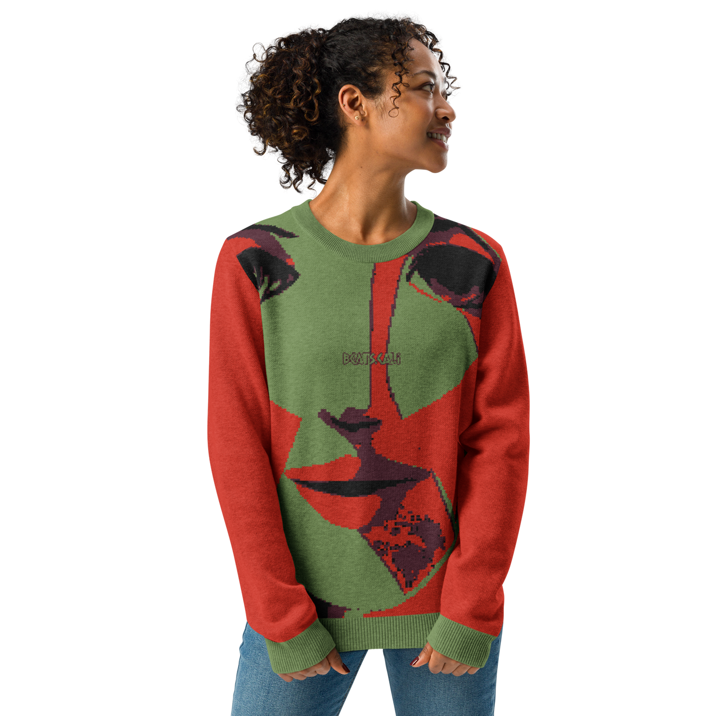 Knitted crew neck sweater