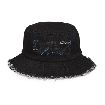 Distressed denim bucket hat