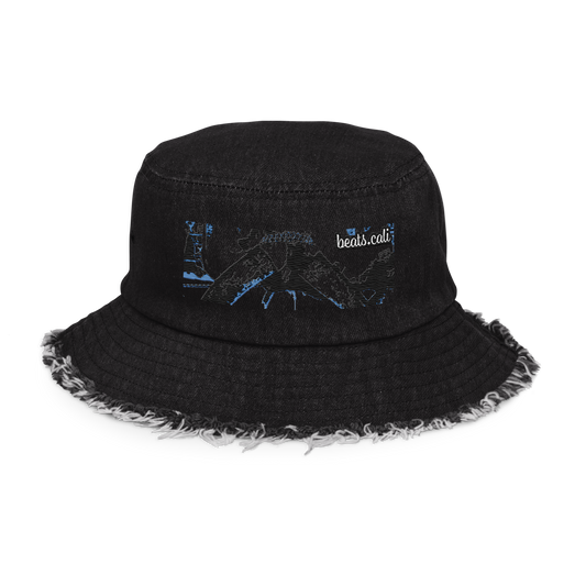 Distressed denim bucket hat
