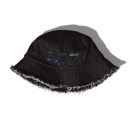 Distressed denim bucket hat